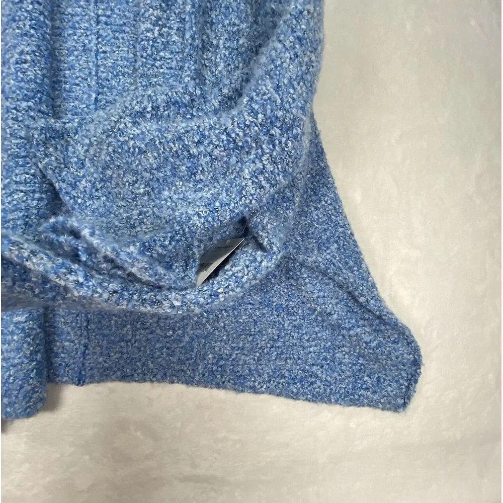 New Free People BFF‎ Cardigan Womens XS Boho Wrap Soft Boucle Knit big Blue